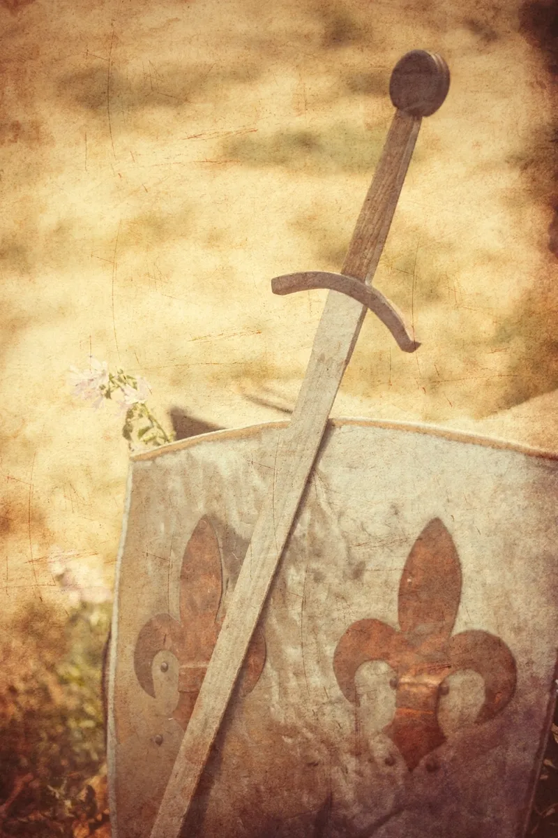 Ceremonial sword resting on a sacred altar in the Atlantean Healing Arts space